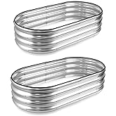 JERIA Raised Garden Bed,Galvanized Raised 2 Pcs 4×2×1ft Planter Boxes Outdoor with Easy Assembly, Large Garden Bed for Vegeta
