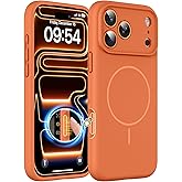 EXZLLEN Magnetic for iPhone 17 Pro Max Case, Compatible with MagSafe, Integrated Silicone Camera Control Cover Protection, 3.0mm Thicken Silicone Phone Cover for 17 ProMax 6.9", Orange