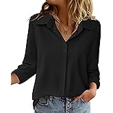 Zeagoo Blouse for Women Dressy Long Sleeve Button Down Shirts Business Casual Outfit Lightweight Solid/Printed Tops