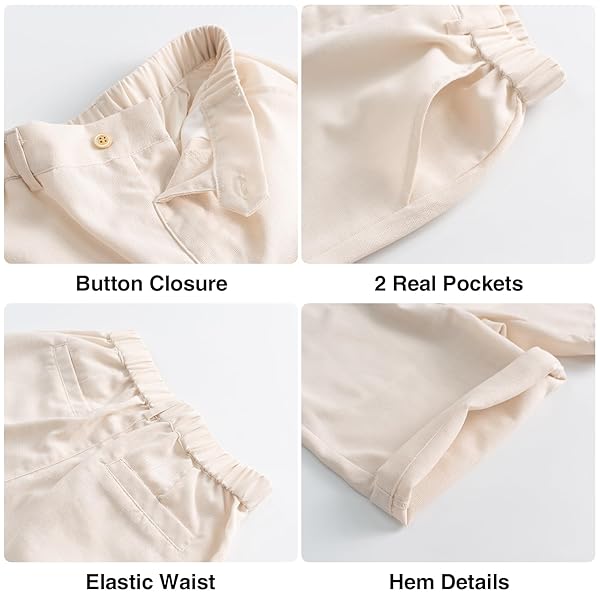 LOLANTA BOYS LINEN SUIT 4 PIECE SUMMER GENTLEMAN OUTFIT KIDS DRESS VEST SHIRT SHORTS SET FOR WEDDING GRADUATION(BEIGE,10-11)