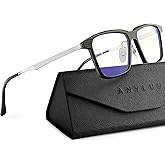 ANYLUV Blue Light Glasses Men, Stylish Square Carbon Fiber Eyewear, Anti Eyestrain, Lightweight Mens Computer Gaming Glasses
