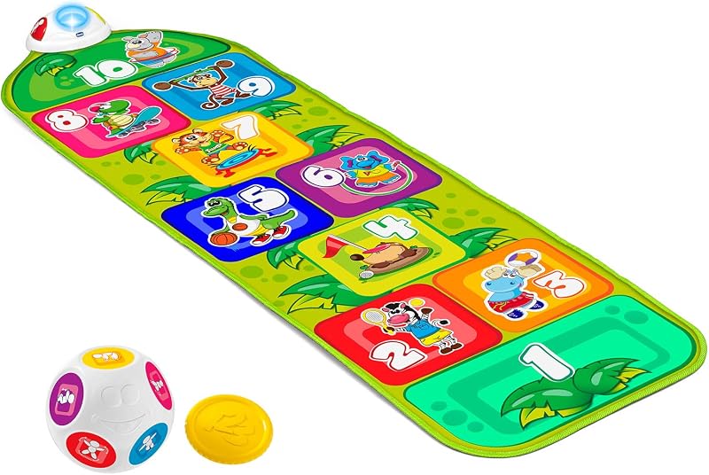 Jump & Fit Elektronische Hüpfmatte, Interaktives Spiel mit Lichtern und Geräuschen, Musikmatte für zu Hause, 2 Spielmodi, 150 cm, Kinderspielzeug von 2-5 Jahren