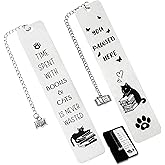 Cat Gifts for Women Men Funny Bookmarks Bulk Cat Book Marks for Book Lovers Cat Lover Cute Metal Book Mark Set Birthday Gifts for Reader Coworker Friends Adults Cat Owner Lover Reading Accessories