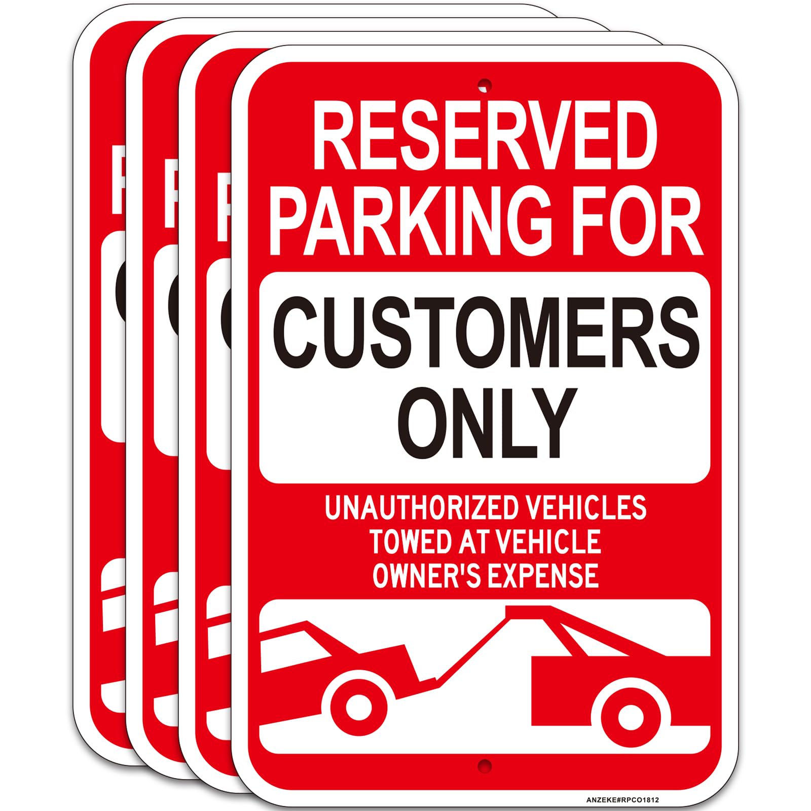 Photo 1 of (4 Pack) Large Reserved Parking for Customers Only Signs, 18"x12" Customer Parking Only Sign, Engineer Grade Reflective Aluminum, Rust Free, Fade/Weather Resistant, UV Protected, Easy Mounting