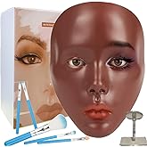 Lifelike Makeup Mannequin Face with Practice Board, Silicone Full Face Practice Eyelash Eye Shadow, for Emerging Makeup Artist, Girl's Gift, Reusable