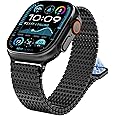 WINGLE Compatible for Apple Watch Band Ultra 2 Band Ultra Band 49mm 46mm 45mm 44mm 42mm for Men Series 10 9 8 7 SE 6 5 4 3, Magnetic Milanese Mesh Loop Metal Stainless Steel iWatch Bands, Black