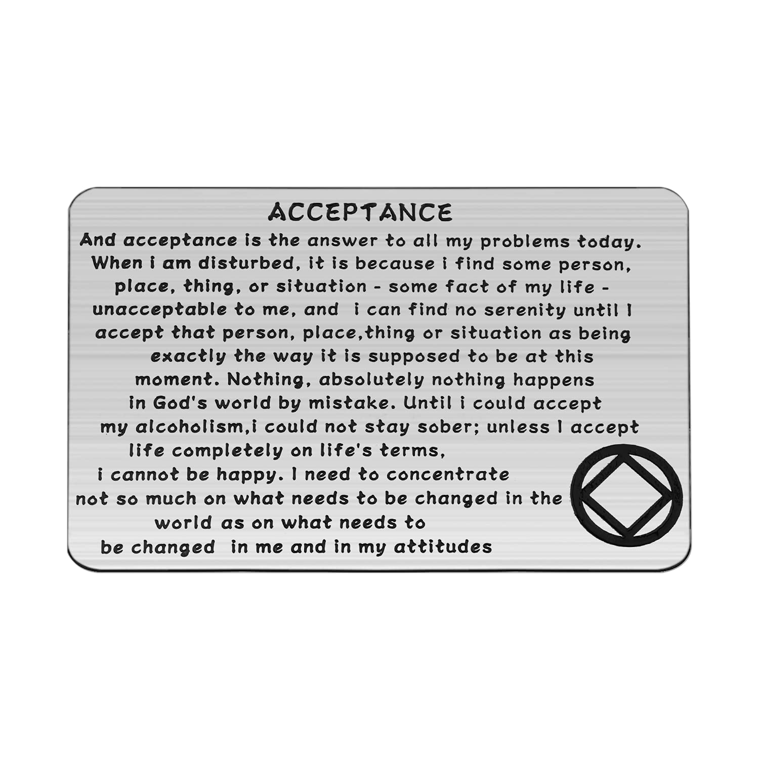 KUIYAI Sobriety Gift AA Recovery Wallet Card Alcoholics Anonymous Gift New Beginnings Gift Acceptance is The Answer to All My Problems Today (acceptance NA cardEU)