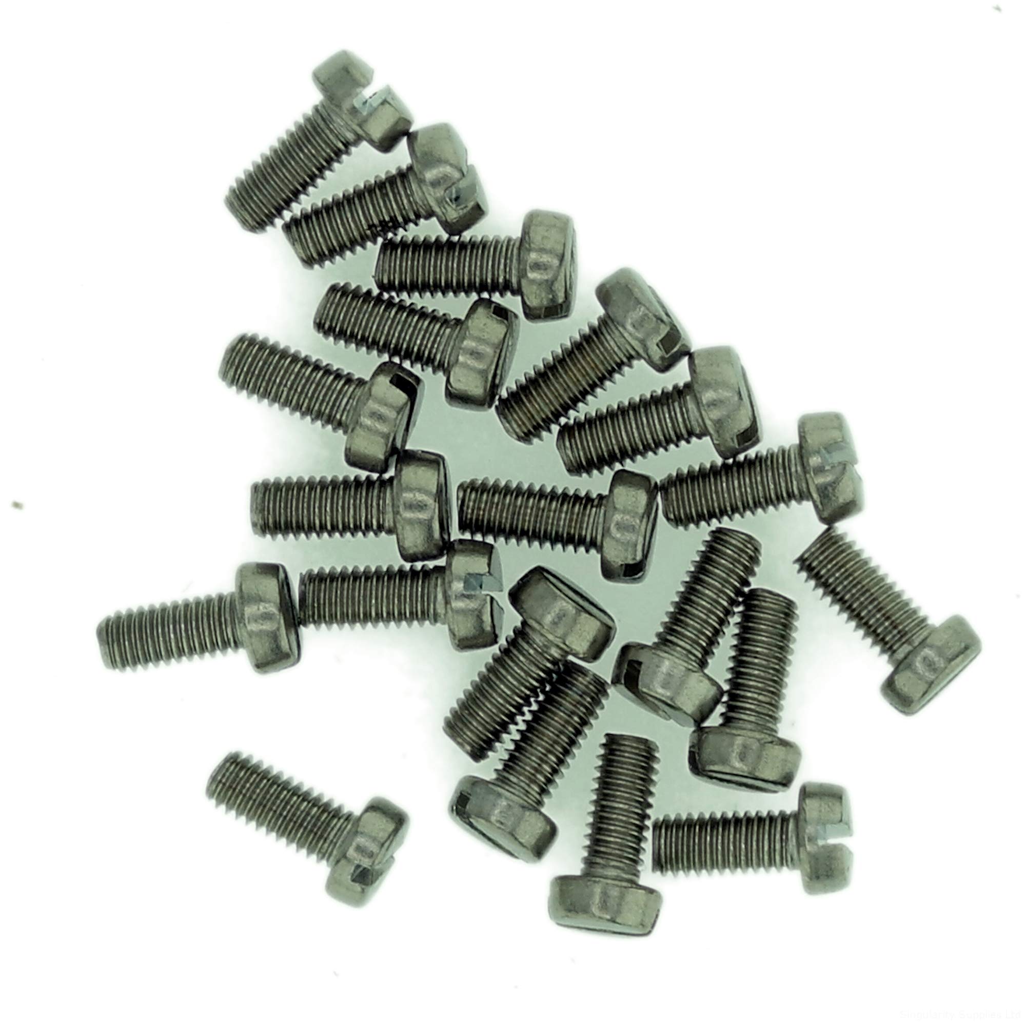 M2.6 (2.6mm x 8mm) Slot Cheese Machine Screw (Bolt) - Stainless Steel (A2) (Pack of 20)