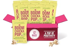 Angie’s BOOMCHICKAPOP® | Non GMO | Gluten Free | Vegan | Ready-to-Eat Popcorn - Sea Salt, 35g per bag, Net weight - 420g, 12 