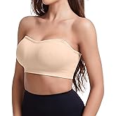 ciksob Strapless Bras for Women Padded Bandeau Bra Non-Slip Wireless Push Up Invisible Silicone Tube Top Bralette