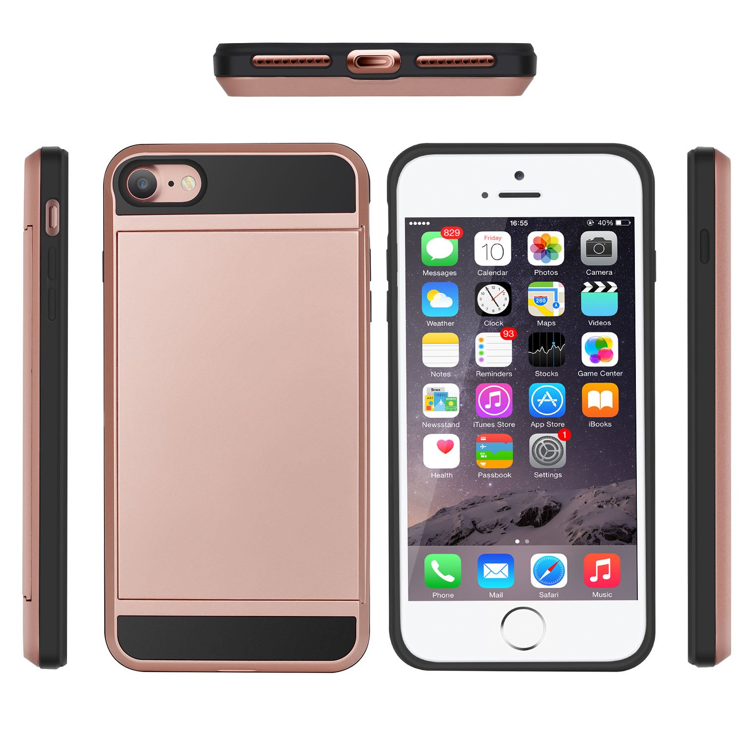 iphone 8 Case,iPhone 7 Case,JWCTECH iphone 8 Wallet Card Holder Bumper Case Tough Heavy Duty Dual Layer Cover and Flexible TPU Case for Apple iPhone 8 (2017) / iPhone 7 (2016) - Rose Gold