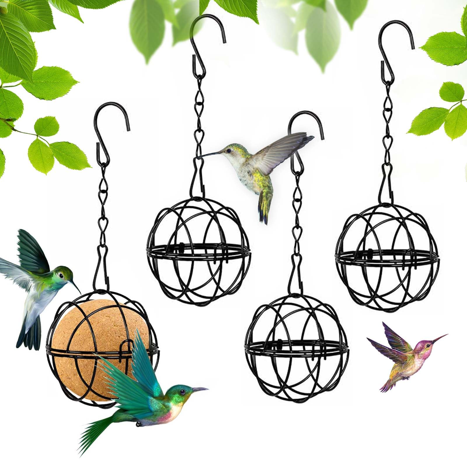 Hanging-Outdoor-Wildlife Fat Ball Bird Feeders - Hanging Bird Feeder Metal Fat Ball Bird Holder,with 2 S-shaped hooks,Suitable for Outdoor Garden Wildlife Small Birds Sparrows Robins