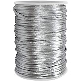 FQTANJU 2mm x 100 Yards Premium Quality Rattail Nylon Satin Cord Roll, Kumihimo Rattail,Chinese Knot, Silver