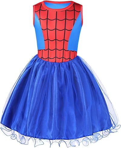Aomig Spider-Girl Costume Kids Spider Hero Mask Deluxe Girls Outfit