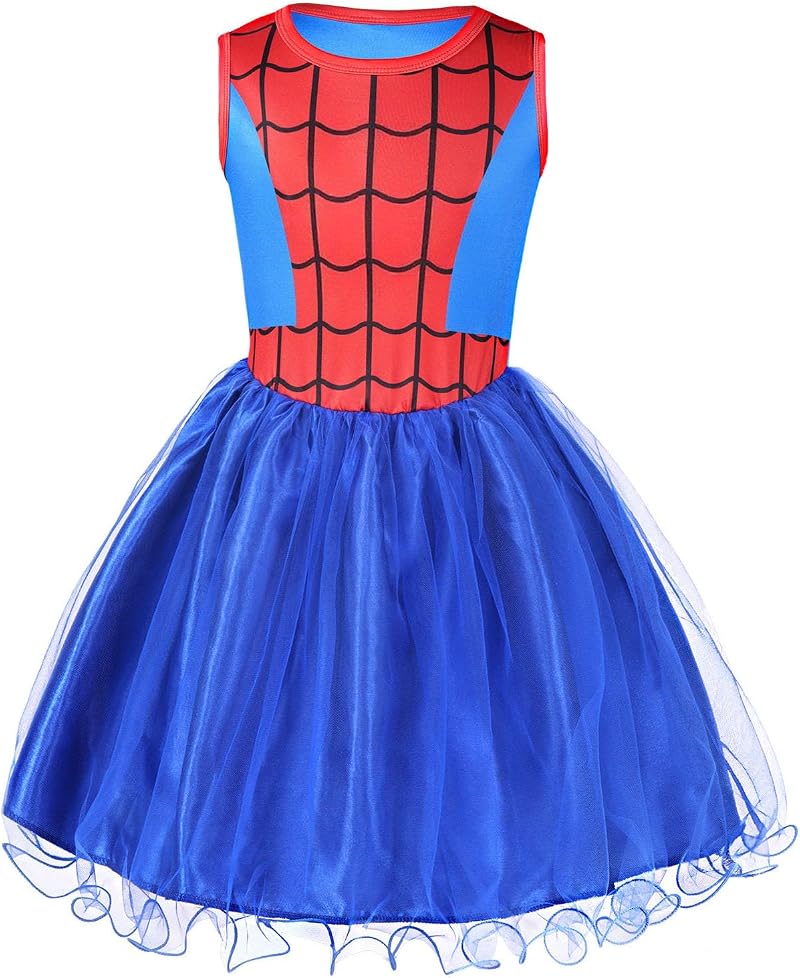 Aomig Spider-Girl Costume Kids Spider Hero Mask Deluxe Girls Outfit