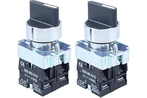 DMWD 2pcs 22mm Latching Selector Switch 110V 440V 10A for 0.87" Mounting Hole Rotary Selector Switch 3 Positions 2NO Maintained