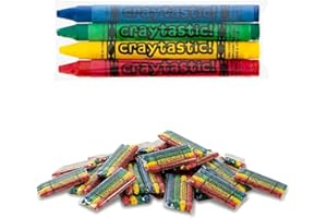 CRAYTASTIC! 25 Bulk Crayon Packs of 4 (100 count) - Bulk Crayons for kids - Party Favors, Teachers, Party Favors, Classrooms, Restaurants - Individually Wrapped, Non-Toxic