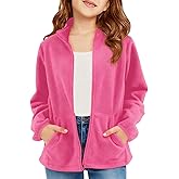 Samrise Girls Fleece Jakcet Full Zip Up Mock Neck Warm Sherpa Pocket Jacket Coat 5-14 Years