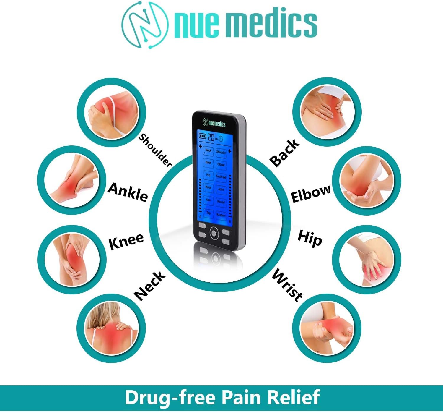 Tens Unit Machine Pulse Massager 24 Massage Modes [Lifetime Warranty] Rechargeable Muscle Stimulator Device with 10 Pads for Pain Relief, Body Building Neck Back Pain Relief: Health & Personal Care