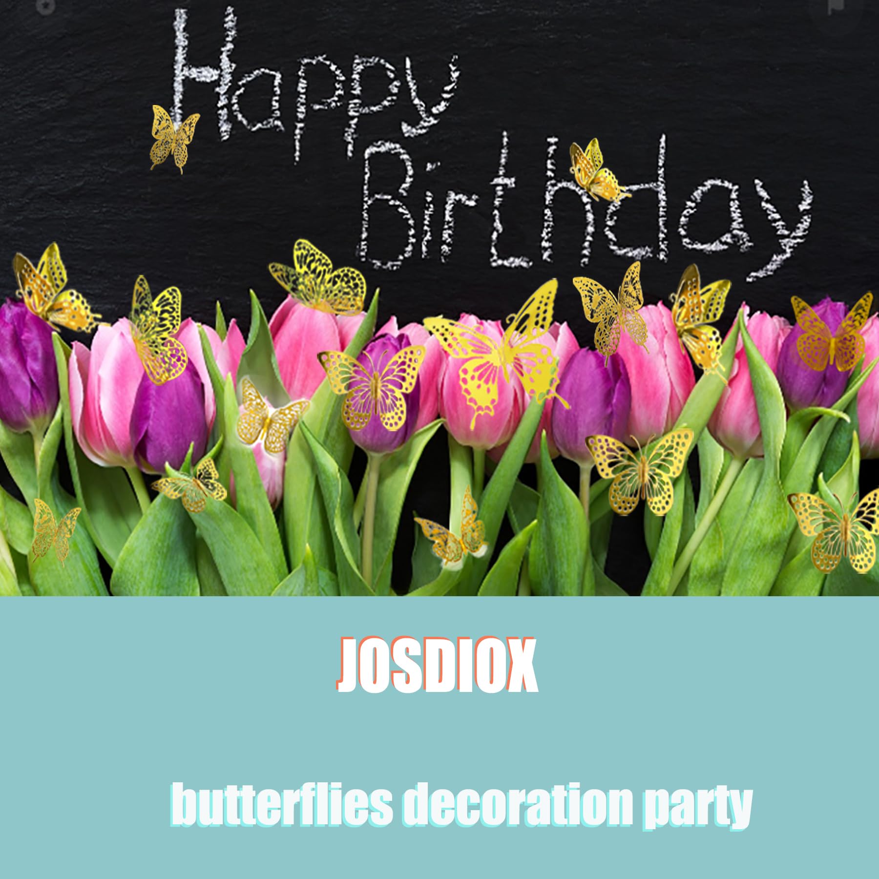 JOSDIOX 3D Butterfly Wall Decor Sticker -48 Pcs, 4 Styles, 3 Sizes Gold Butterflies Decoration for Party, Birthday & Wedding Celebrations, Cake Decorating, Balloons, Removable Stickers.