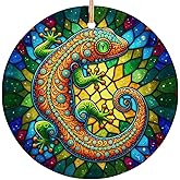Velyra Christmas Ornament 2025 – Colorful Gecko Stained Glass Lizard Ceramic Ornament, Christmas Tree Décor, Gift for Nature Lovers, Wildlife Enthusiasts & Boho Home Décor Fans
