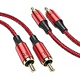 MOSWAG 2RCA Male to 2RCA Male Audio Cable RCA Stereo Cord 6.6Ft/2M,RCA Cable Nylon Braided Audio Cord for Home Theater, HDTV, Amplifiers, Hi-Fi Systems, Car Audio, Speakers
