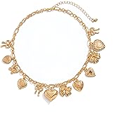 AHCVU Gold Charm Necklace for Women Chunky Charms Necklace Gold Plated Stetement Choker Trendy Jewelry