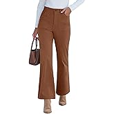 GRAPENT Corduroy Pants for Women Flare High Waisted Fall Winter Elastic Waist Stretchy Work Casual Trendy Wide Leg Pants