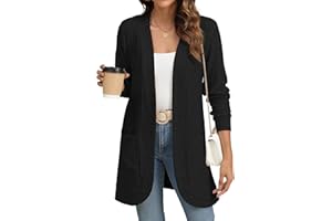 YSYOKOW Women Long Sleeve Open Front Cardigan Casual Lightweight Long Cardigans Loose Knit Outwear with Pockets