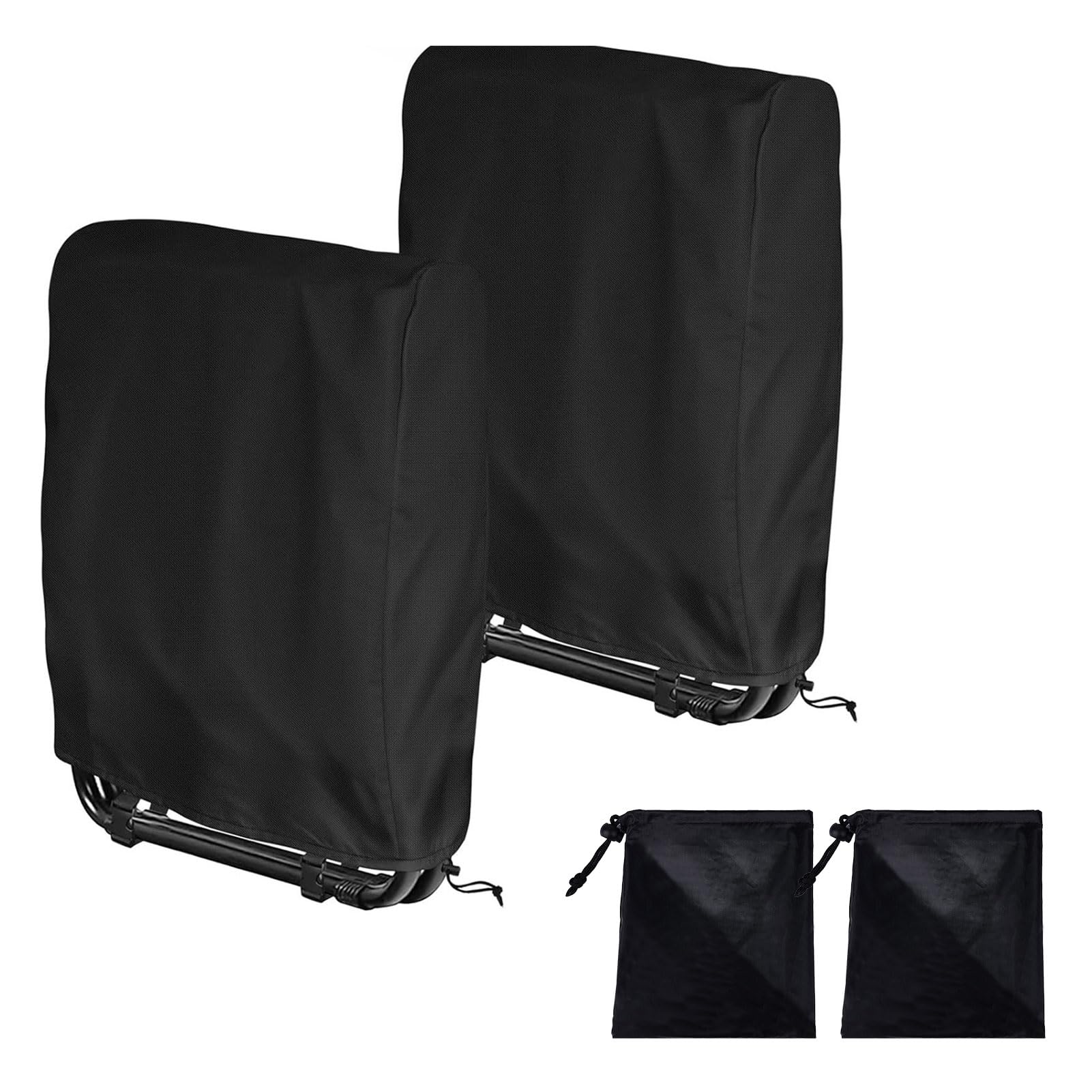 NICENEEDED 2 Pack Zero Gravity Garden Chair Covers, Black Folding Lounge Chair Cover, Patio Reclining Chair Protector, Waterproof Oxford Fabric Outdoor Patio Sun Lounger Cover