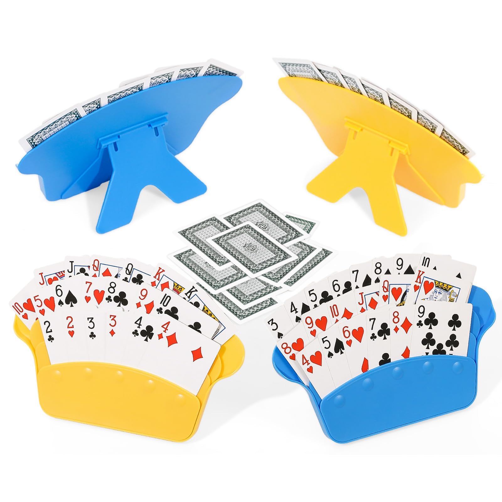 Fanwer Card Holders for Playing Cards 4PCS, 3 Layers Design for Poker Cards, Playing Card Accessories for Adults, Seniors, Kids