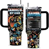 Uibunoo Gamer Gifts for Men, 40 Oz Game Tumbler with Handle & Straw, Gaming Gift for Gamers Son Boyfriend Husband Men, Game Cup, Gaming Stuff for Boys, Gifts for Thanksgiving Christmas, 1 PCS
