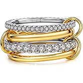 HOSICRON Gold Stackable Rings for Women Non Tarnish, Dainty Stackable 18k Gold Plated CZ Cubic Zirconia Rings, Gold Knuckle Women Rings Set