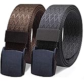 WYuZe 2 Pack Nylon Belt Outdoor Military Web Belt 1.5" Men Tactical Webbing Work Belts for Men