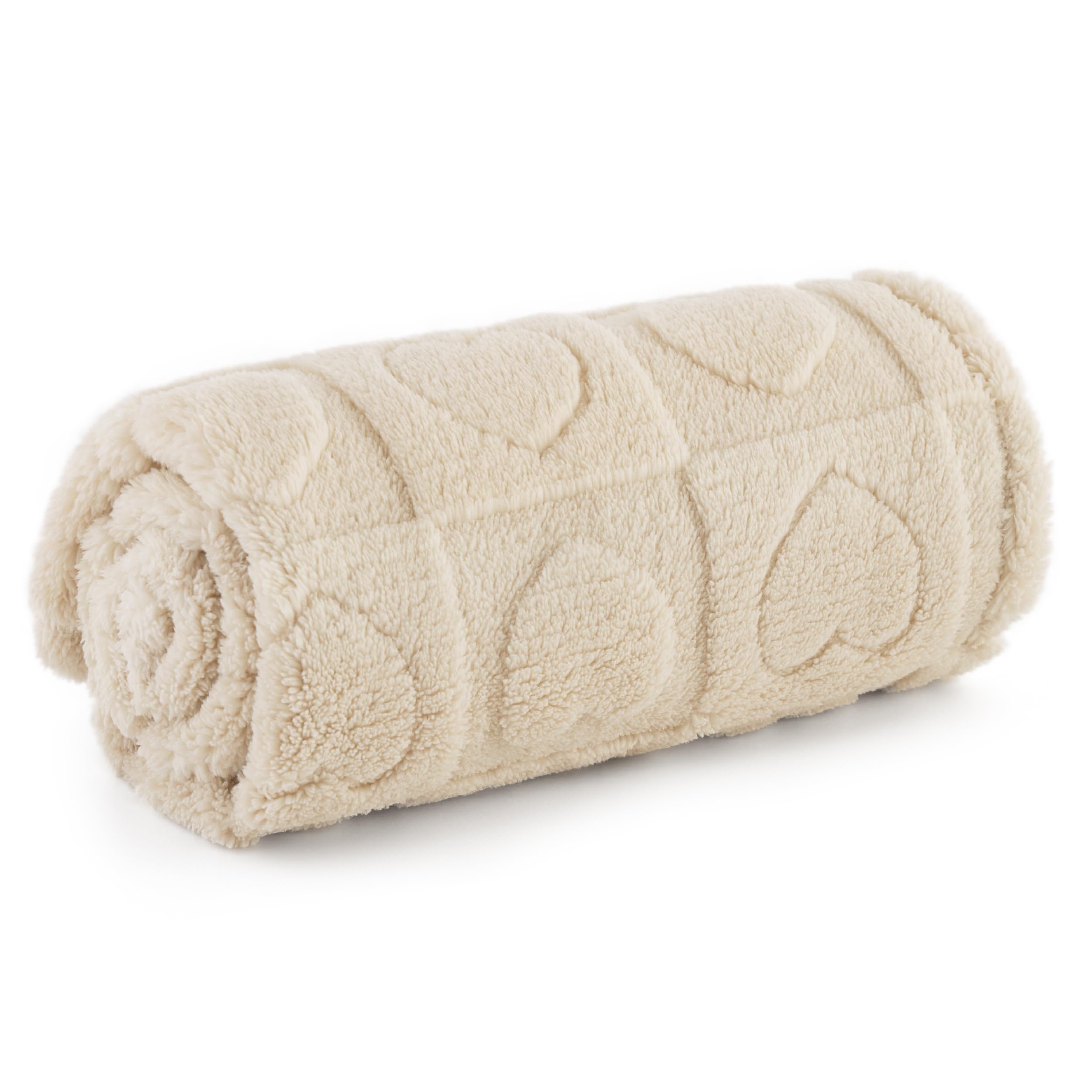 Bedsure Small Dog Blankets Washable - 80x60cm Soft Fluffy Puppy Blanket for Small Dogs, Cosy Calming Cat Blanket for Indoor Cats, Fleece Dog Bed Blankets, Pet throws for Sofa, Cream