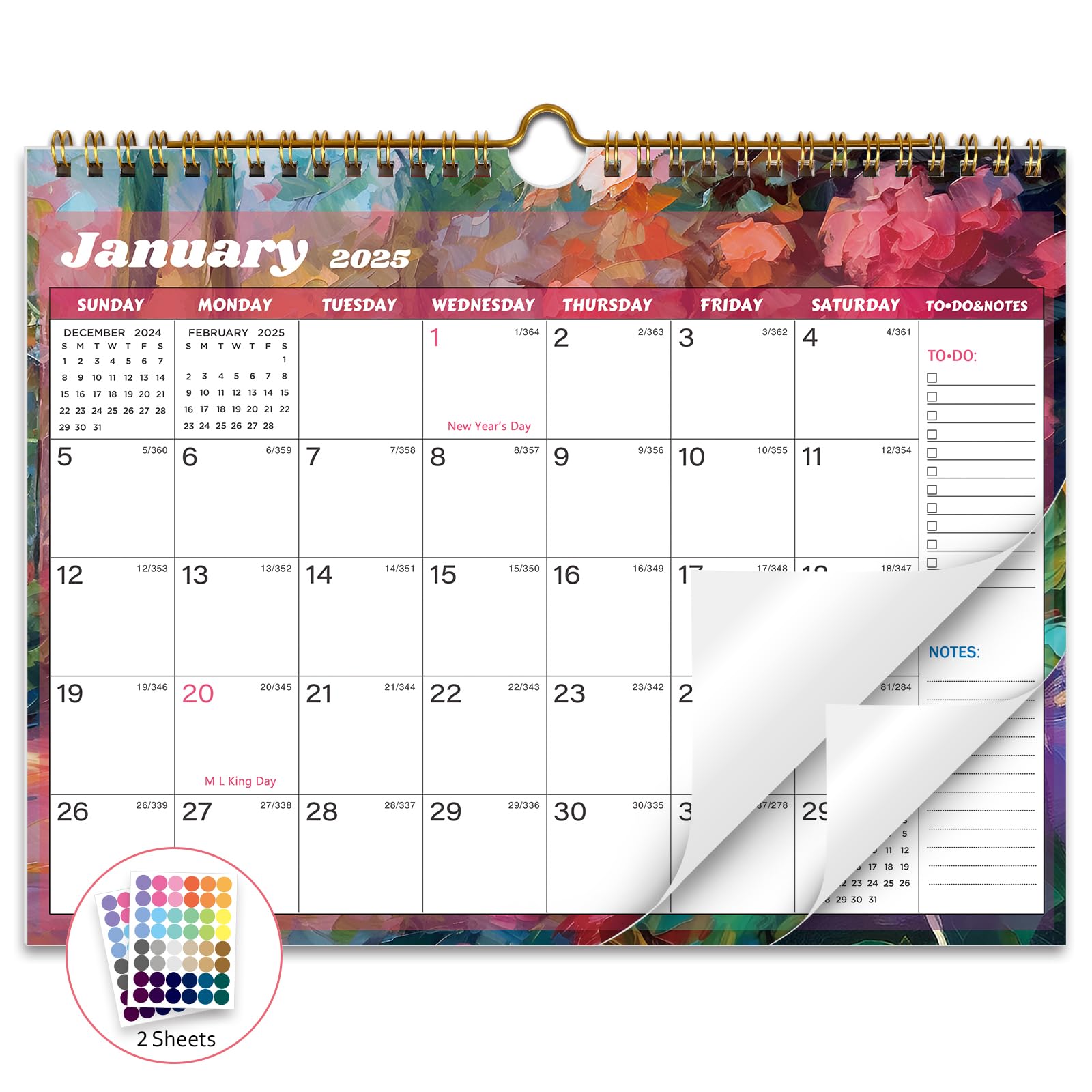 XISIDO 2025 Calendar 18 Month Wall Calendar 20252026, January 2025 to