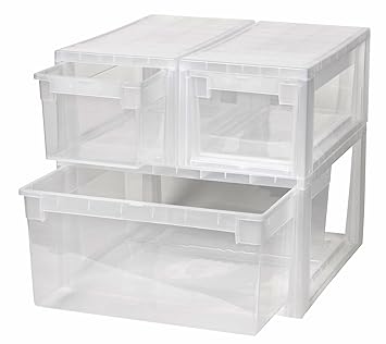 3 Stück Schubladenboxen mit Nutzvolumen 2 Stück mit 7 (S) und 1 Stück mit 23 (L) Liter. Passend für z.B. Socken, Krawatten, S