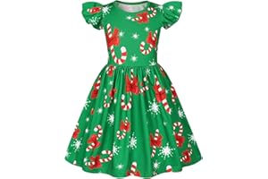 Jurebecia Girls Nightgowns Halloween Christmas Nightgown Dress Kids Holiday Sleepwear Flutter Sleeve Nightdress Pajamas