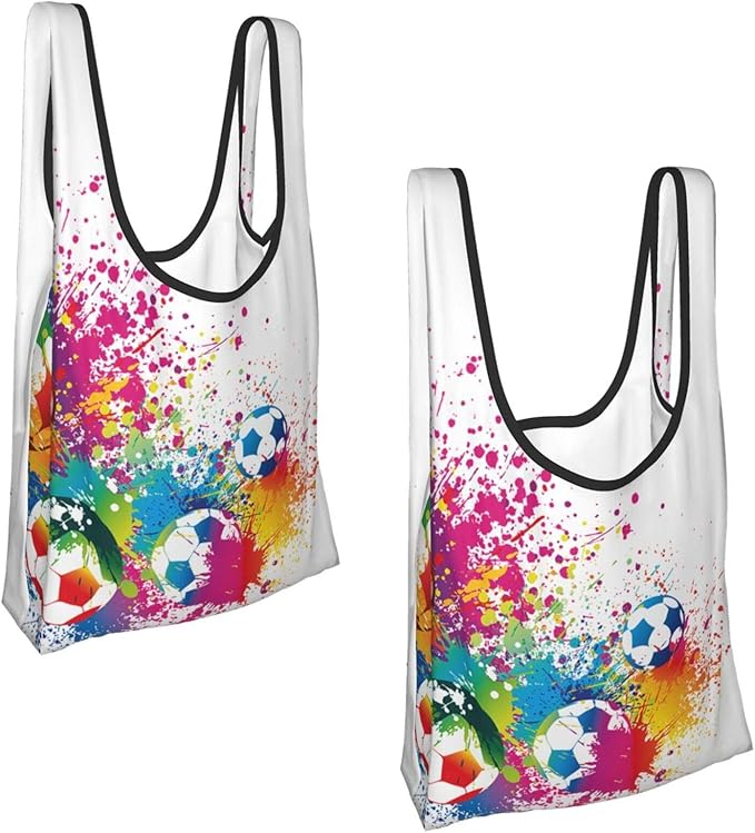 Soccer ball sport Grocery Bags Reusable, EcoFriendly, 2 Pack Size One