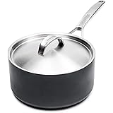 GreenPan Paris 2 Quart Non-Stick Dishwasher Safe Ceramic Covered Sauce Pan, Gray -
