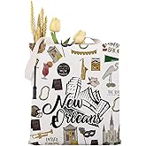 MAOFAED New Orleans Canvas Tote Bag New Orleans Welcome Gift Louisiana Gift Shoulder Bag For Shopping Travel Office new orleans tote