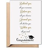 TRIDECOR Graduation Card for Him Her, Inspirational Graduation Gift for High School & College Grad, Behind You Before You Around You Within You Message – 5"x7" Folded Card with Envelope & Sticker