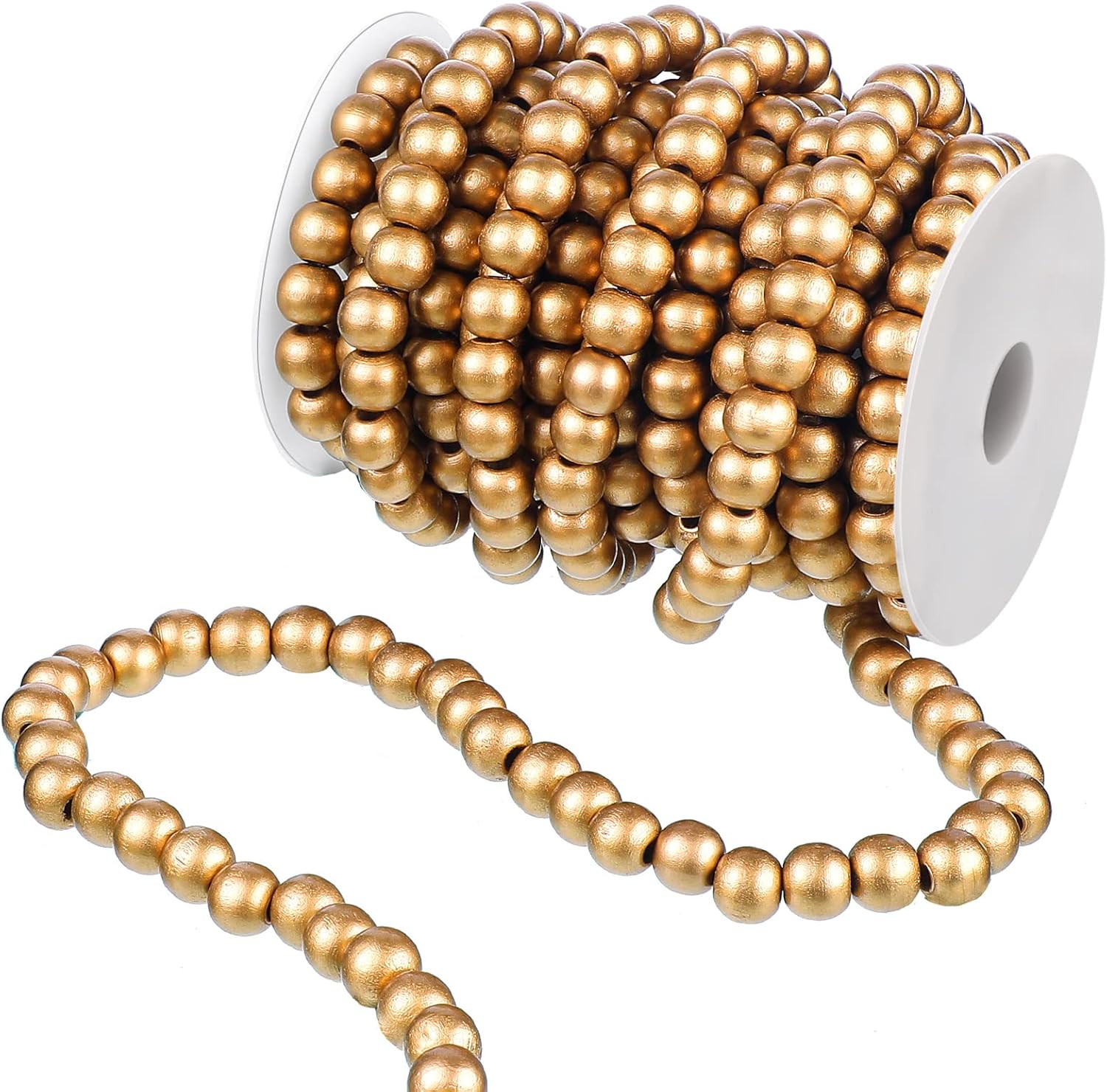 Wreaths, Garlands & Swags - Christmas Wooden Bead Garland Rustic Farmhouse Bead Garland Xmas Tree Bead Ornaments for Christmas Decorations, Total of 26 Feet (Gold)