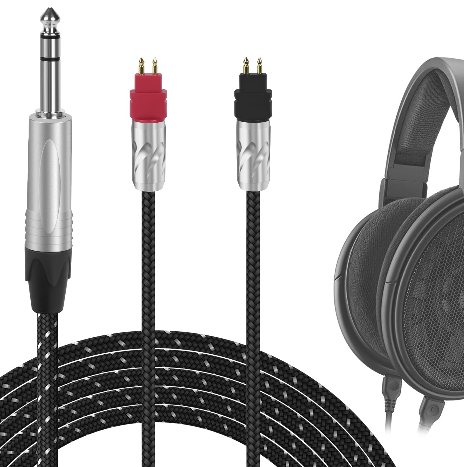 GEEKRIA Apollo 6NOCC Upgrade Audio Cable Compatible with Sennheiser HD660S HD650 HD600 Headphones, 6.35mm (1/4'') Replacement Headphones Cord for Hi-Resolution Audiophile (8ft/2.5m)