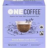 OneCoffee Organic French Roast 12 Count Single Serve Coffee 100% Compostable K Cup for Keurig Machines - Dark Roast