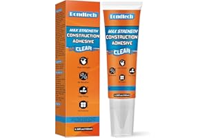 BONDTECH Max Strength Construction Adhesive Clear, Cement Glue, Tile Adhesive, Versatile Concrete Glue for Tile, Cement, Floor, Stone, Wall, Wood & More, 3.38 Ounce Squeeze Tube