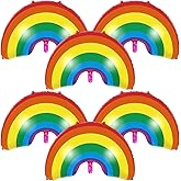 6 Pcs Rainbow Balloons, 38 Inch Large Rainbow Foil Balloons,St. Patrick's Day Balloon, Colorful Mylar Balloon for Birthday Wedding Baby Shower St. Patrick's Day Party Decoration