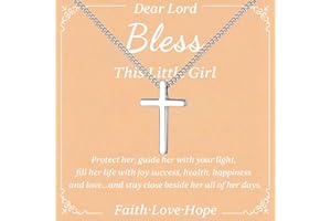 Myfresty 925 Sterling Silver Small Cross Necklace for Girls - Mini Faith Cross Chain Necklaces for Kids Small Dainty Pendant Jewelry Gifts for Teenager, Easter First Communion Baptism Birthday