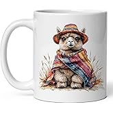 Alpaca Ceramic Coffee Mug 11oz Farm Funny Cute Souvenir - Tea Coffee Mug with Comfortable Grip - Unique Animal Gift Cup for Men Women Mom Dad - Vibrant Long-Lasting Print ID44991