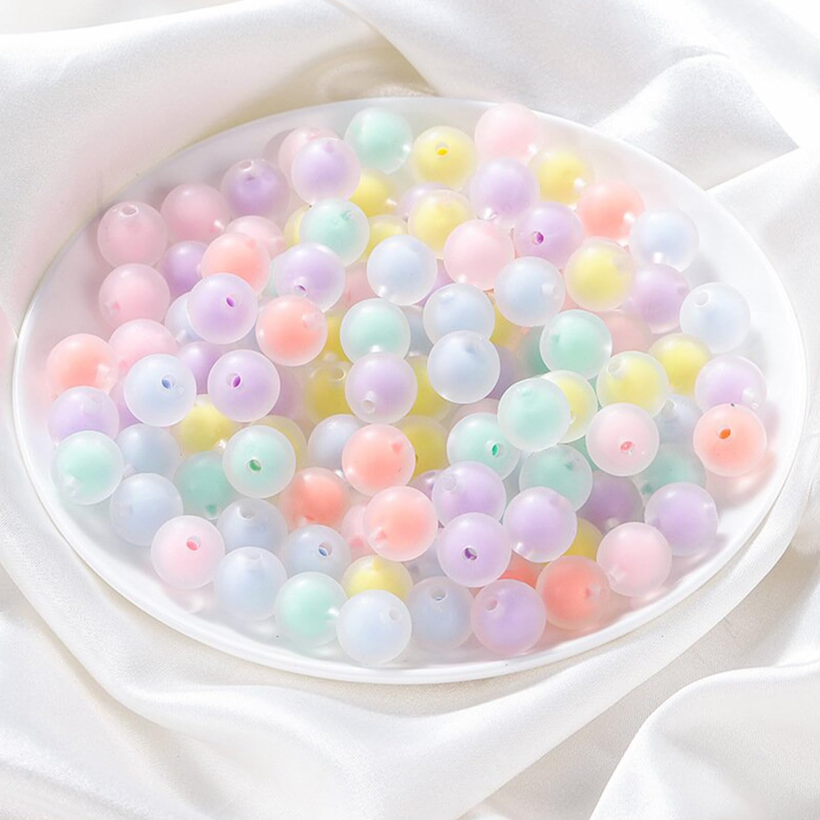 HERZWILD Colourful Clear Crystal Bead for Threading 10mm Acrylic Round Beads for DIY Jewellery Necklace Bracelet. (10mm/200g)